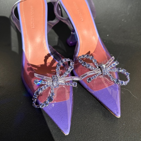 AMINA MUADDI Rosie see-through purple Crystal Embellished Slingback Pumps - Picture 6 of 11